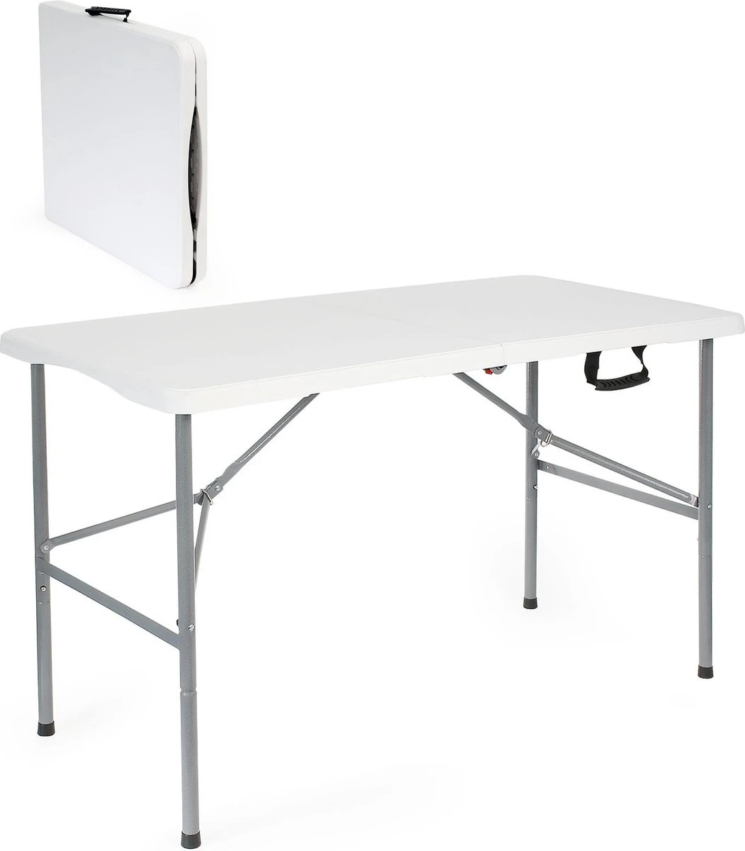 Toboli Klaptafel 120x60x74cm Campingtafel Wit; Bijzettafel, Inklapbare Tafel - Multistrobe - Afbeelding 5
