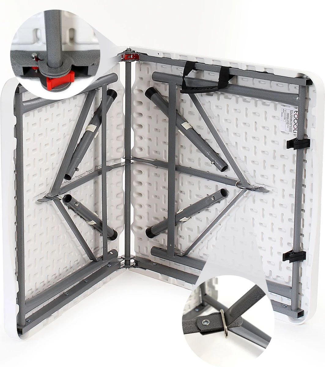 Toboli Klaptafel 120x60x74cm Campingtafel Wit; Bijzettafel, Inklapbare Tafel - Multistrobe - Afbeelding 3