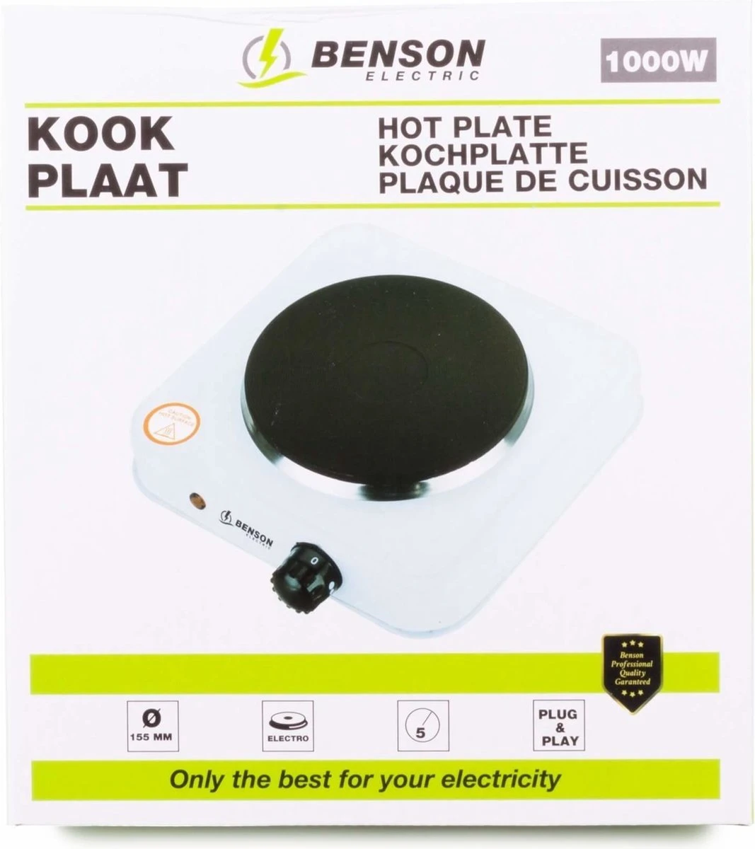 Benson Kookplaat - Enkel - Wit - 1000W - Afbeelding 5