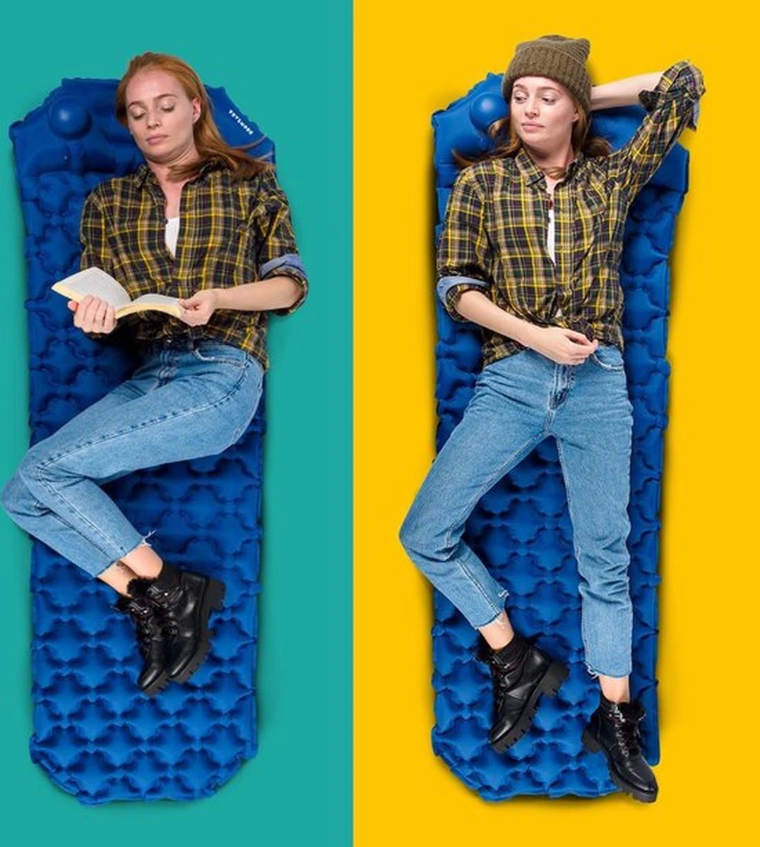 TRVLMORE Slaapmat - Zelfopblazend - 1 Persoons - Ingebouwde Pomp En Kussen - Blauw - Afbeelding 10