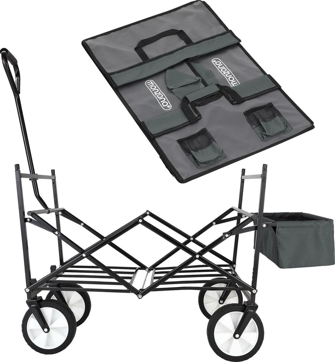 Monzana Bolderkar Opvouwbaar - 100 Liter - Met Afneembaar Dak Grijs - Afbeelding 2