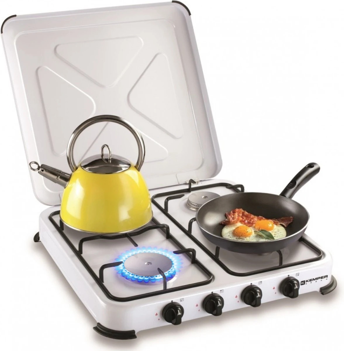 Kemper Gaskooktoestel Set – Campingset – Campingkookset – INCLUSIEF Installatiesetje – TOT 4 RVS Branders - Afbeelding 7