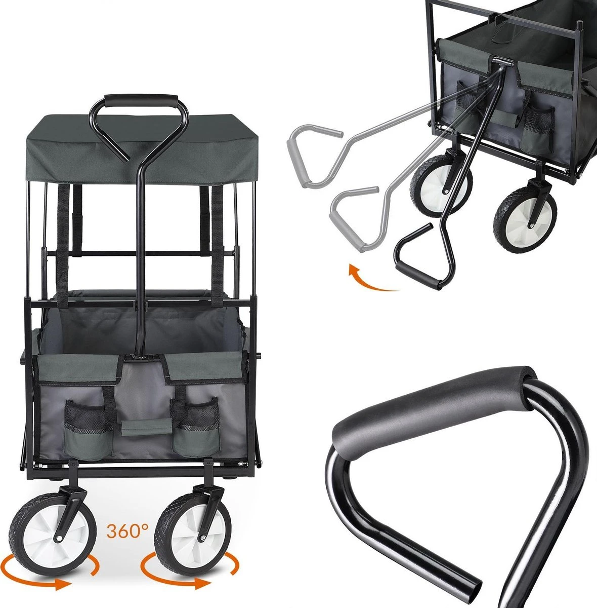 Monzana Bolderkar Opvouwbaar - 100 Liter - Met Afneembaar Dak Grijs - Afbeelding 11