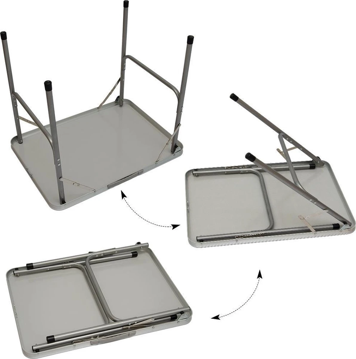 Alu Campingtafel 70x55cm - Inklapbbar Kampeertafel - Picknicktafel Licht Vouwtafel Klaptafel Grijs - Afbeelding 10