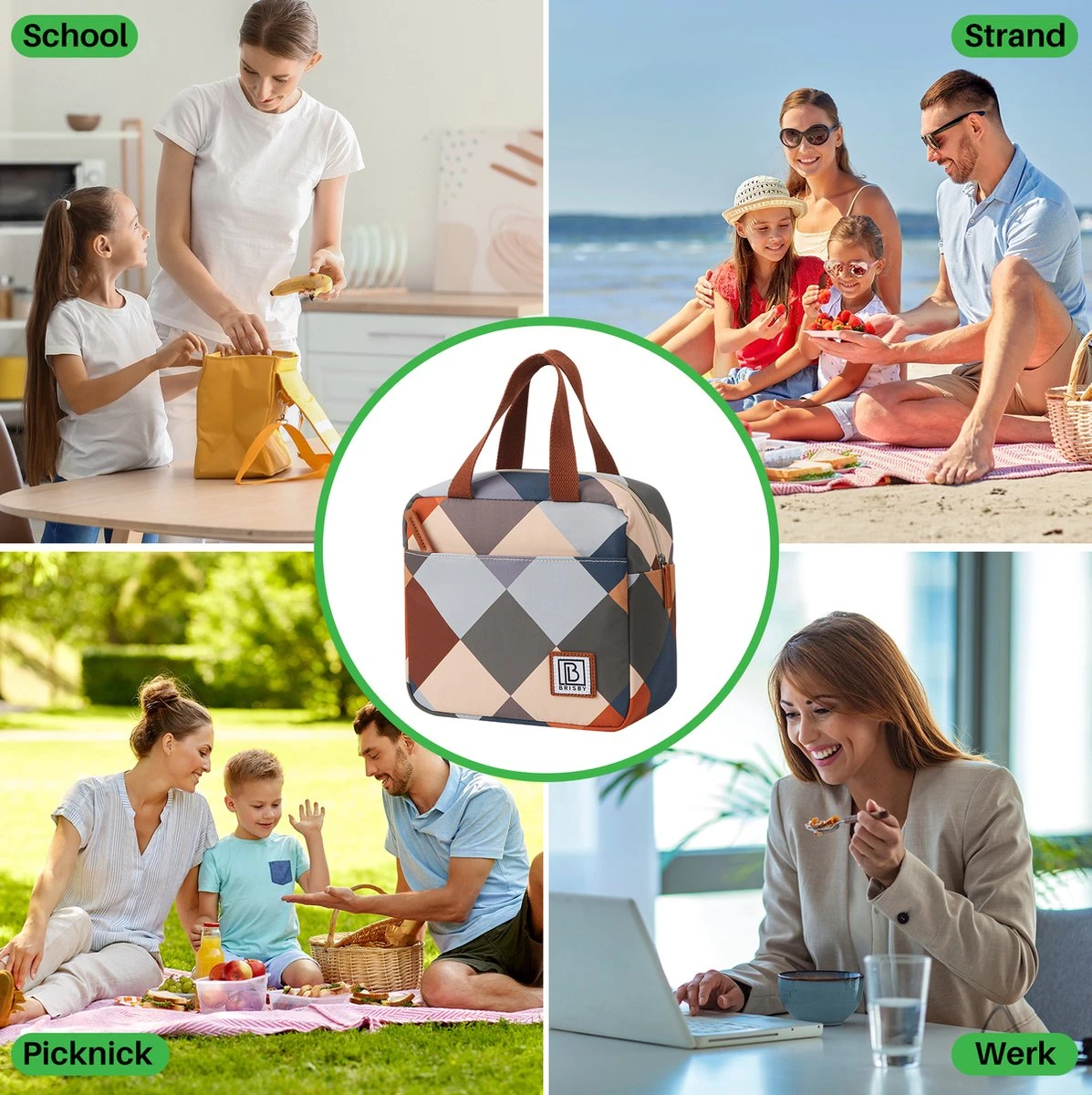 Brisby 4 Laags Geïsoleerde Koeltas - Lunchtas 4 Liter - Blok - Afbeelding 4