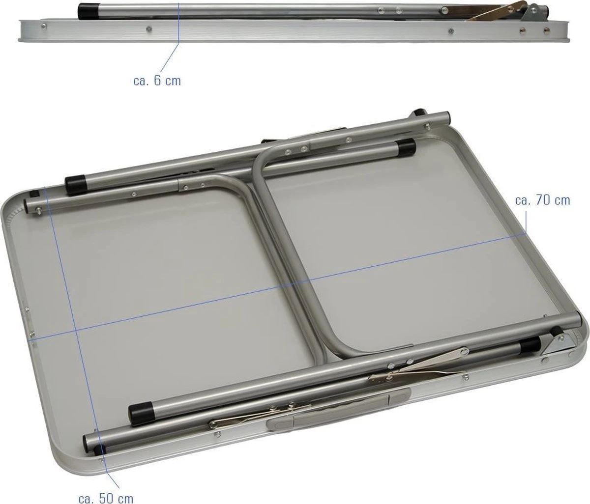 Alu Campingtafel 70x55cm - Inklapbbar Kampeertafel - Picknicktafel Licht Vouwtafel Klaptafel Grijs - Afbeelding 7