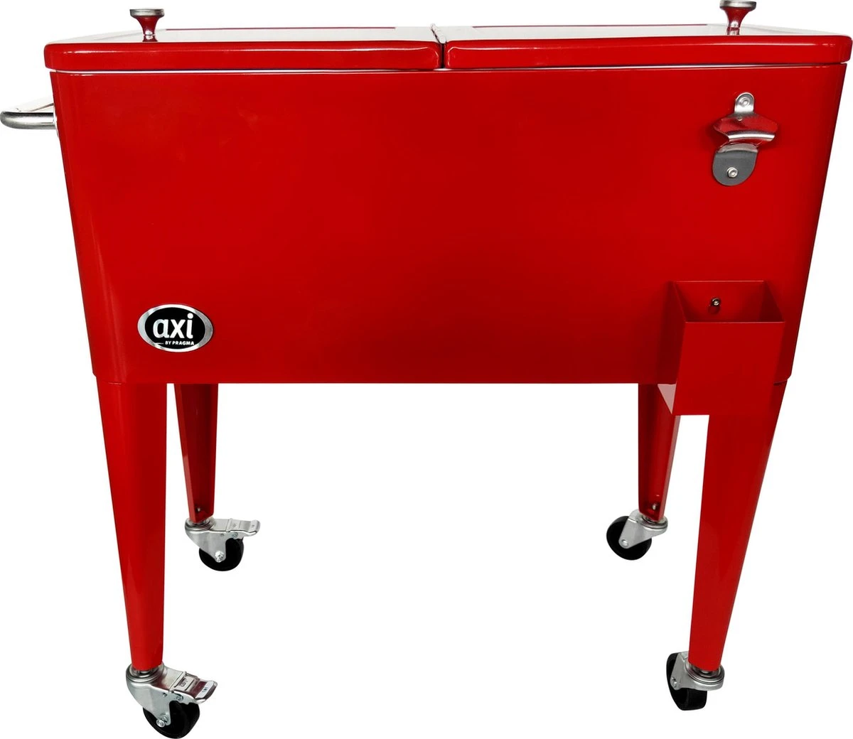AXI Retro Cooler Rood - Koeler Met Wielen - 76L Inhoud - Koelbox Met Aftapkraan - Afbeelding 2