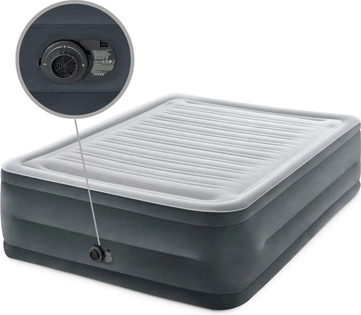Intex Luchtbed - 2-Persoons - 152 X 203 X 33 Cm - Grijs - Met Ingebouwde Pomp, Hoeslaken Wit En Reparatieset - Afbeelding 9