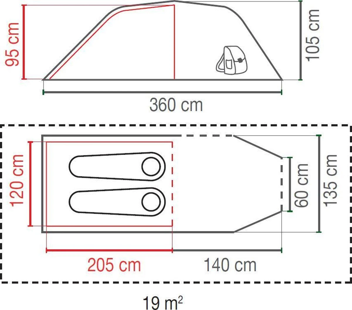 Coleman Cortes 2 Tunneltent - 2-Persoons - Blauw/Wit - Afbeelding 5