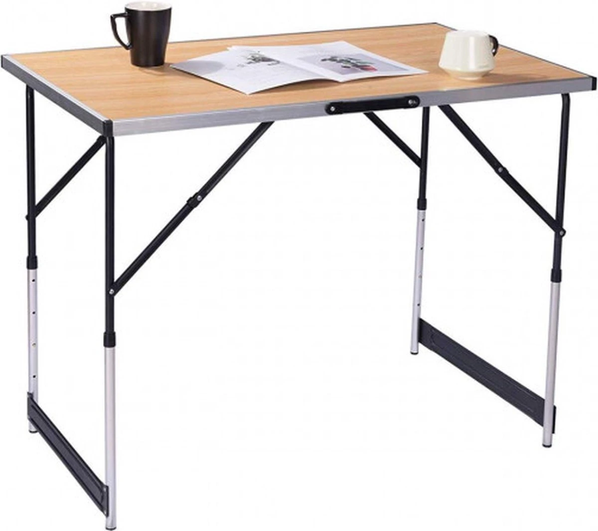 Kamyra® Campingtafel Inklapbaar - Kampeertafel, Partytafel - Opvouwbaar, Lichtgewicht & In Hoogte Verstelbaar - Aluminium/Hout - Afbeelding 8