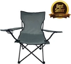 Benson Campingstoel - Inklapbaar Visstoel - Vouwstoel - Comfortabel - Opvouwbaar Stoel - Max. 120 KG - Grijs - 50x50x80cm - Cadeau Man - Strandstoel - Stoel Camperen