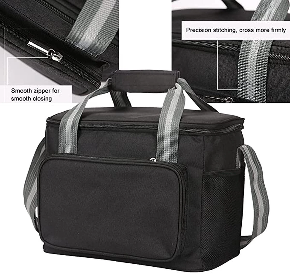 IBright Koeltas Opvouwbaar 15 Liter - 4 Laags Geïsoleerde Lunchtas - Waterdicht - Zwart - Afbeelding 8