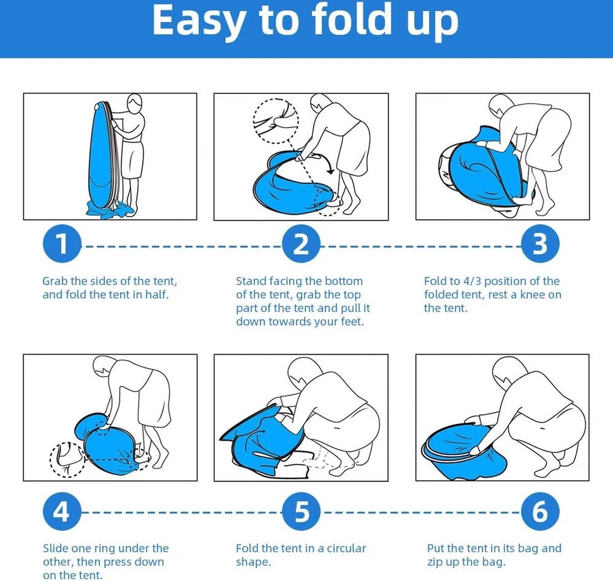 IGOODS Pop-up Tent - 2/3-Persoons - Blauw - Afbeelding 3