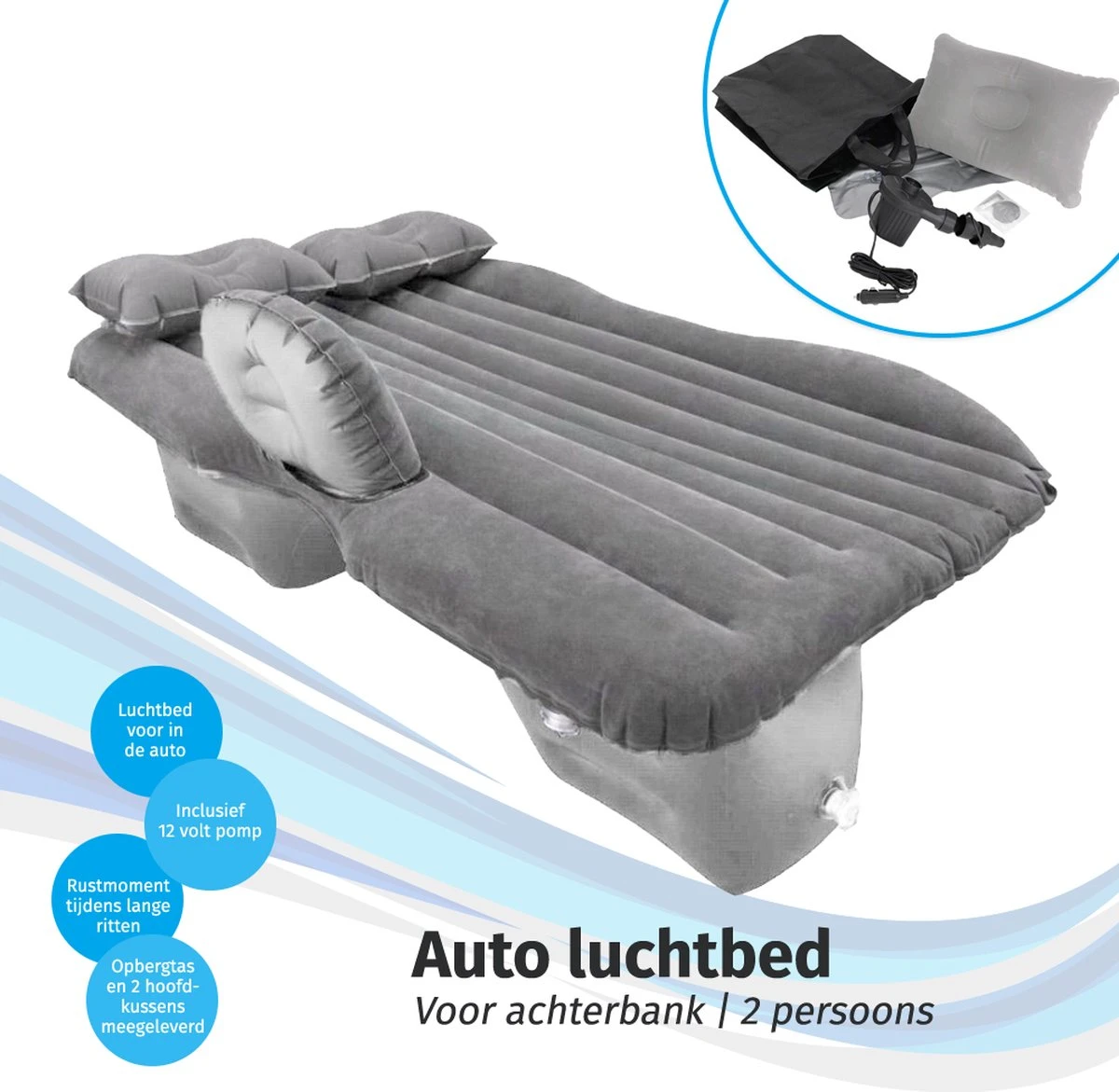 Auto Luchtbed Voor Achterbank - Met 12v Elektrische Pomp - Afbeelding 2