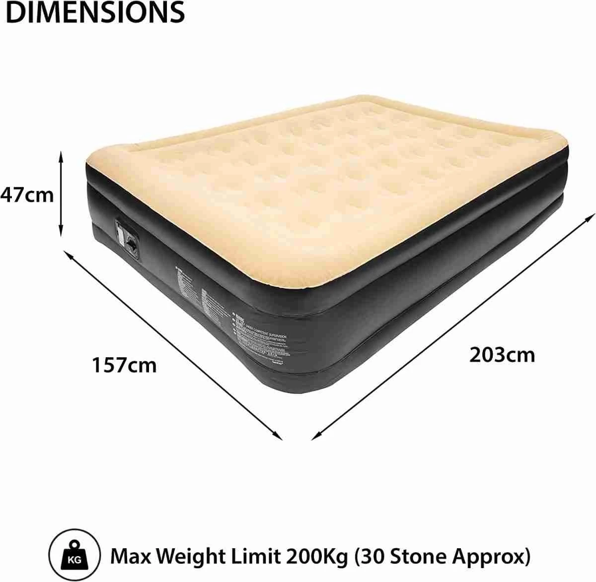 Merkloos Avenli 88030 Hoog Verhoogd Gevlokt Luchtbed | Queensize | Ingebouwde Pompen | Snelle En Gemakkelijke Inflatie - Afbeelding 4