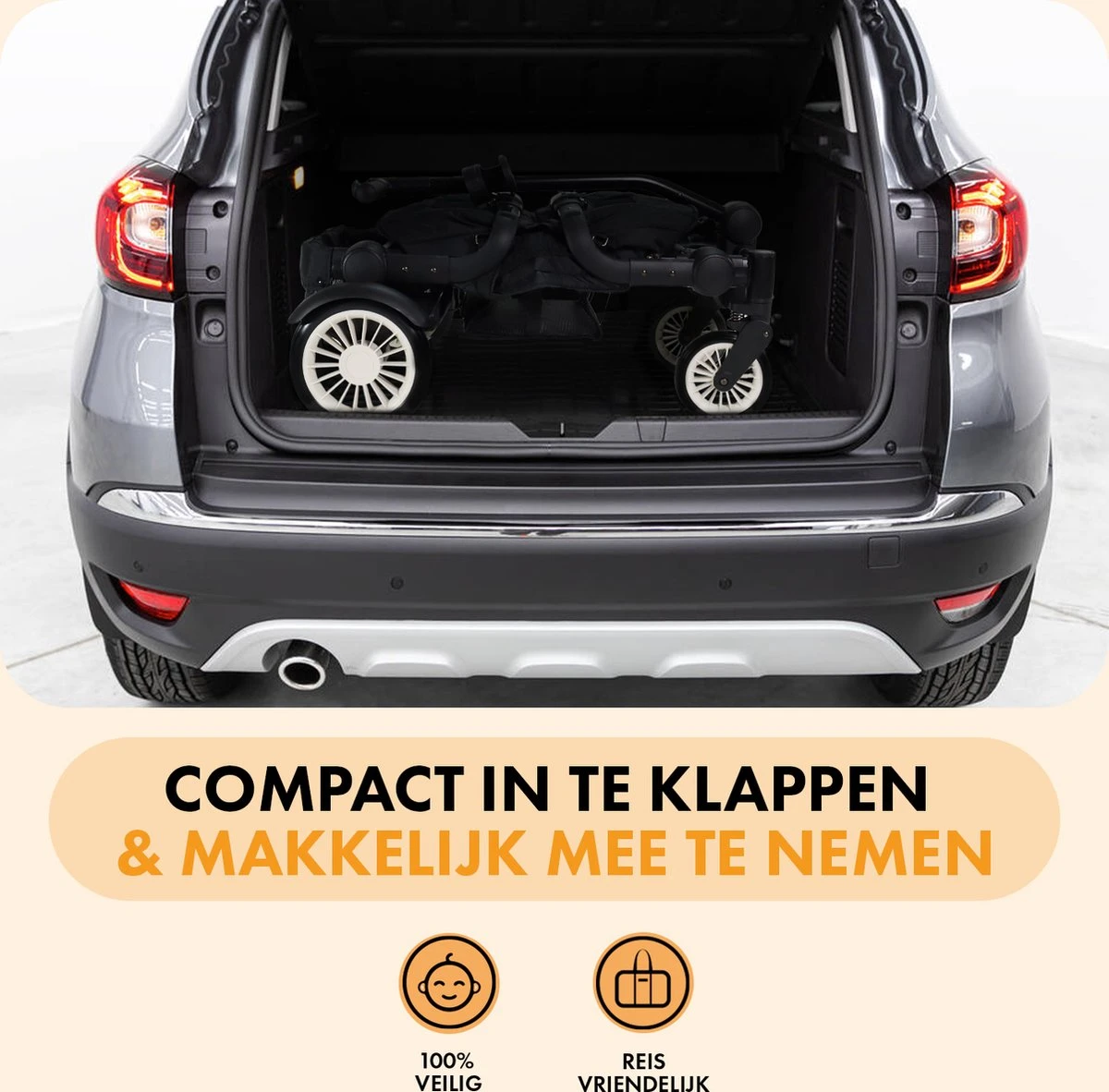 Deryan Luxe Sandy Bolderkar - Duo Buggy - Tandem Buggy - Opvouwbaar - Inklapbare Bolderwagen - Duo Kinderwagen - Zwart - Afbeelding 3