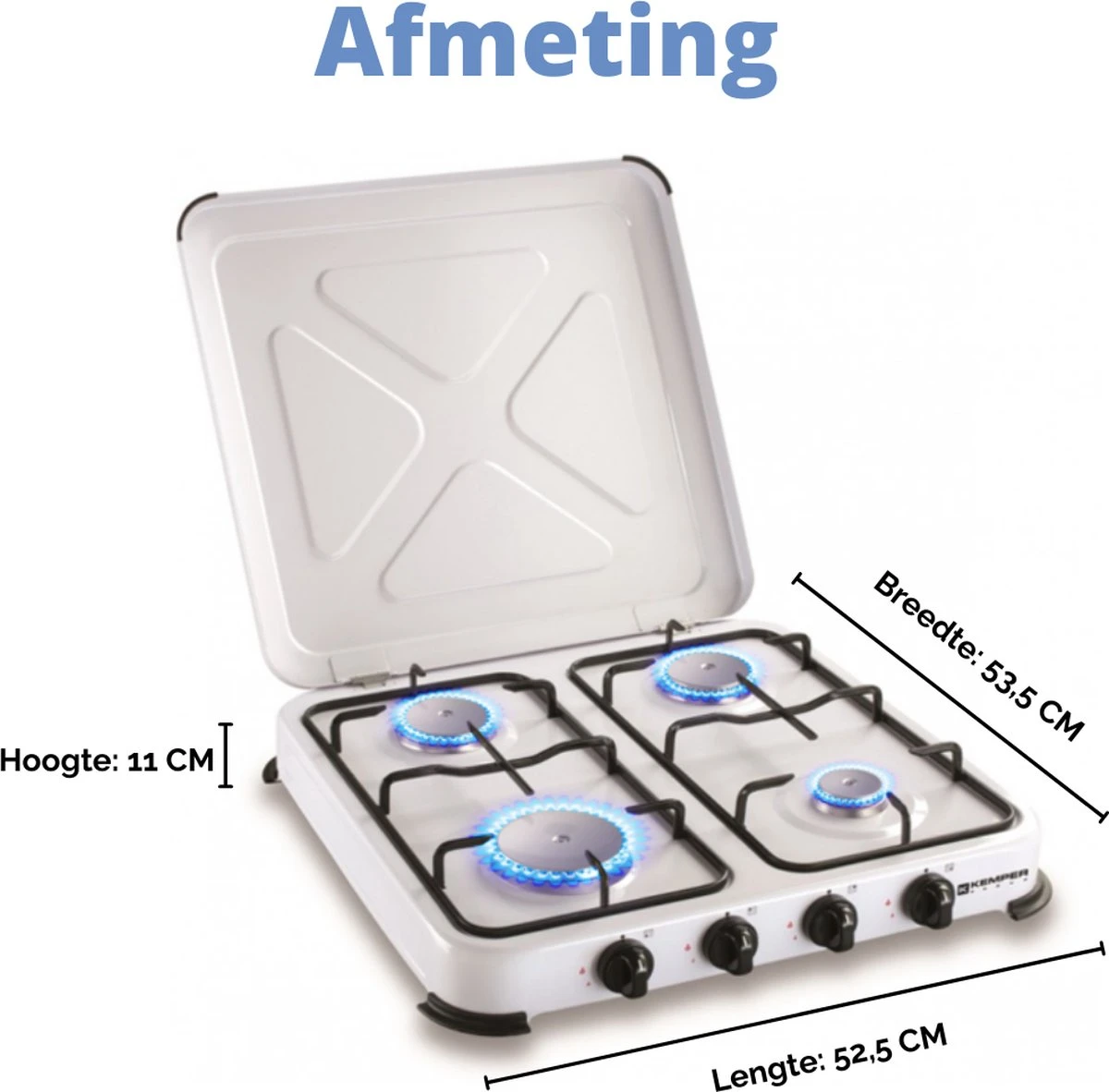 Kemper Gaskooktoestel Set – Campingset – Campingkookset – INCLUSIEF Installatiesetje – TOT 4 RVS Branders - Afbeelding 6