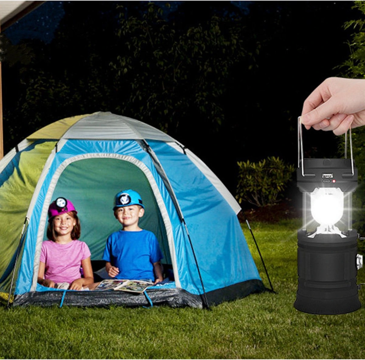 Merkloos Xtraworks - Multifunctionele Solar LED Campinglamp Met Handvatten - IPX 45 Waarde, USB-lader En Powerbank - Mat Zwart - Afbeelding 5