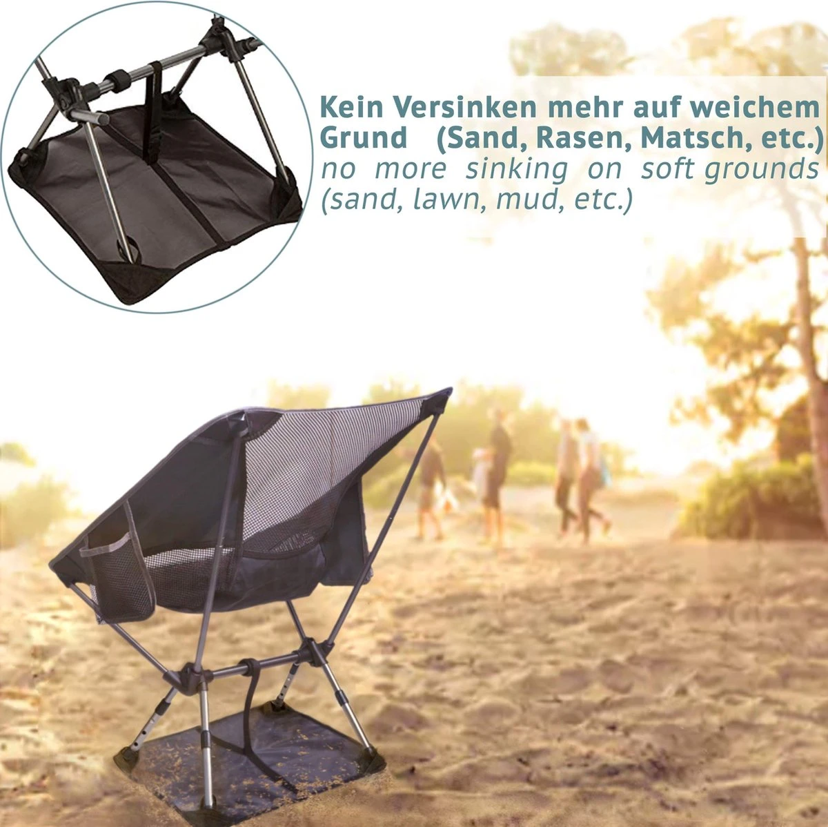 Smartpeas Campingstoel Van Stevig 600D Polyester En Aluminium - Lichtgewicht En Opvouwbaar - Camping Gadget Inclusief Zijzakken +Plus: Strandmat & Draagtas - Afbeelding 4