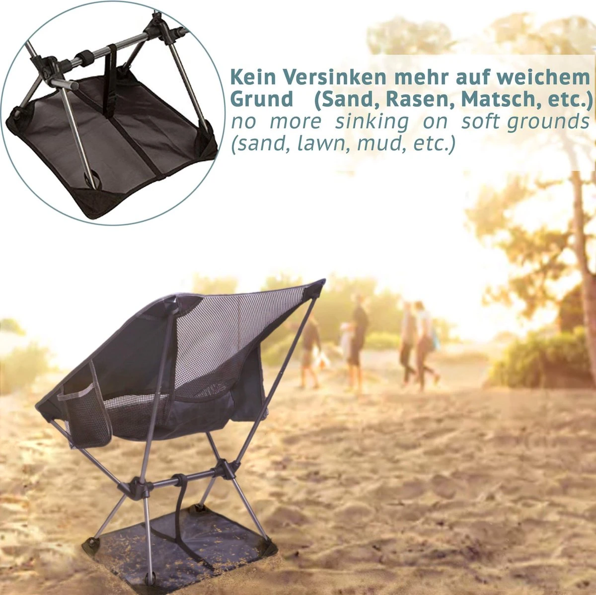 Smartpeas Camping Stoel Van Stevig 600D Polyester En Aluminium - Lichtgewicht En Opvouwbaar - Camping Gadget Inclusief Zijzakken +Plus: Strandmat & Draagtas - Afbeelding 4