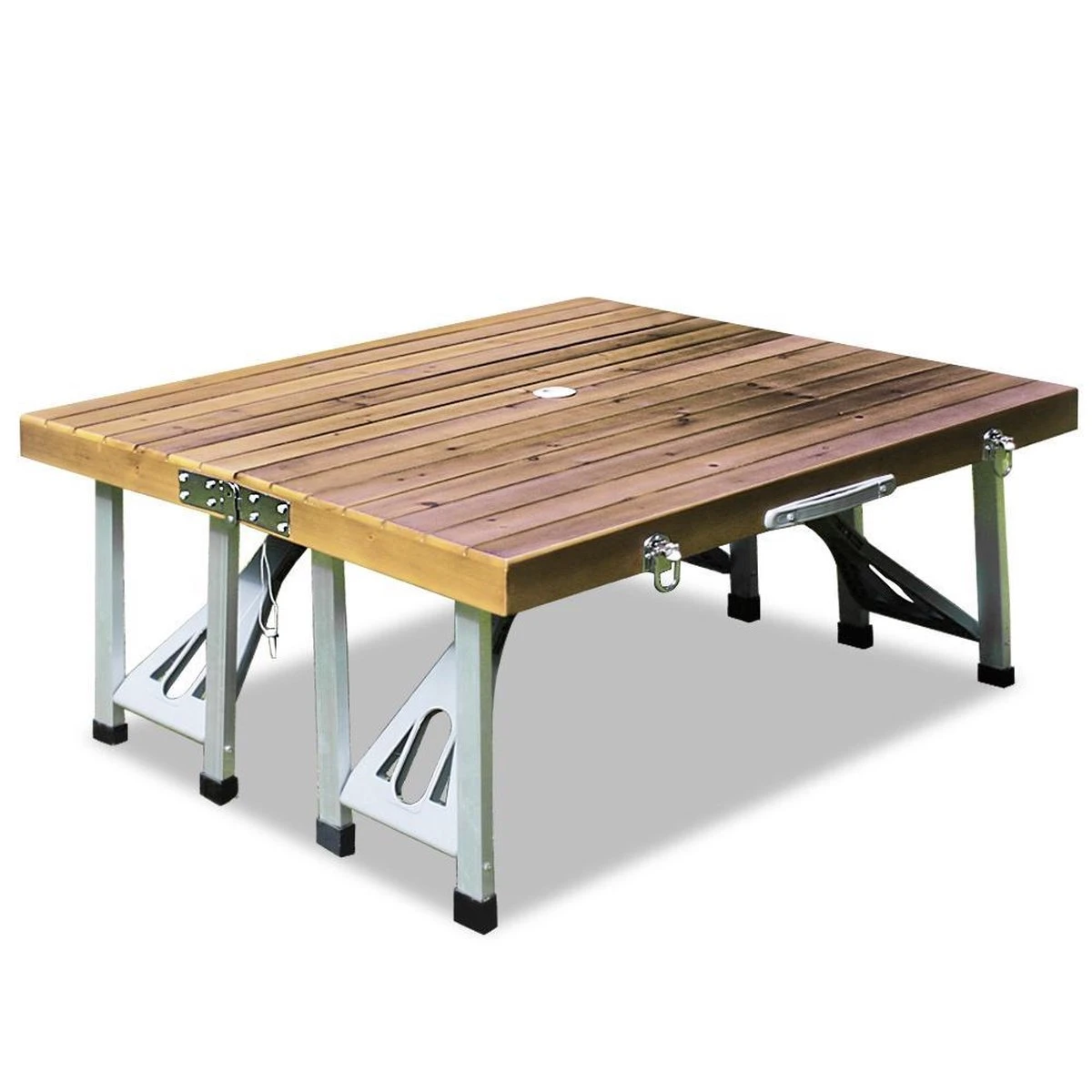 Merkloos Deuba Picknicktafel Campingtafel - Opvouwbaar Voor 4 Personen - Hout En Aluminium - Afbeelding 3