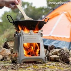 Innovagoods INKLAPBARE STALEN CAMPINGOVEN FLAMET - Camping Oven - Mini Oven - Camping Oventje - Oventje Camping - Mini Oven Vrijstaand - Mini Oventje