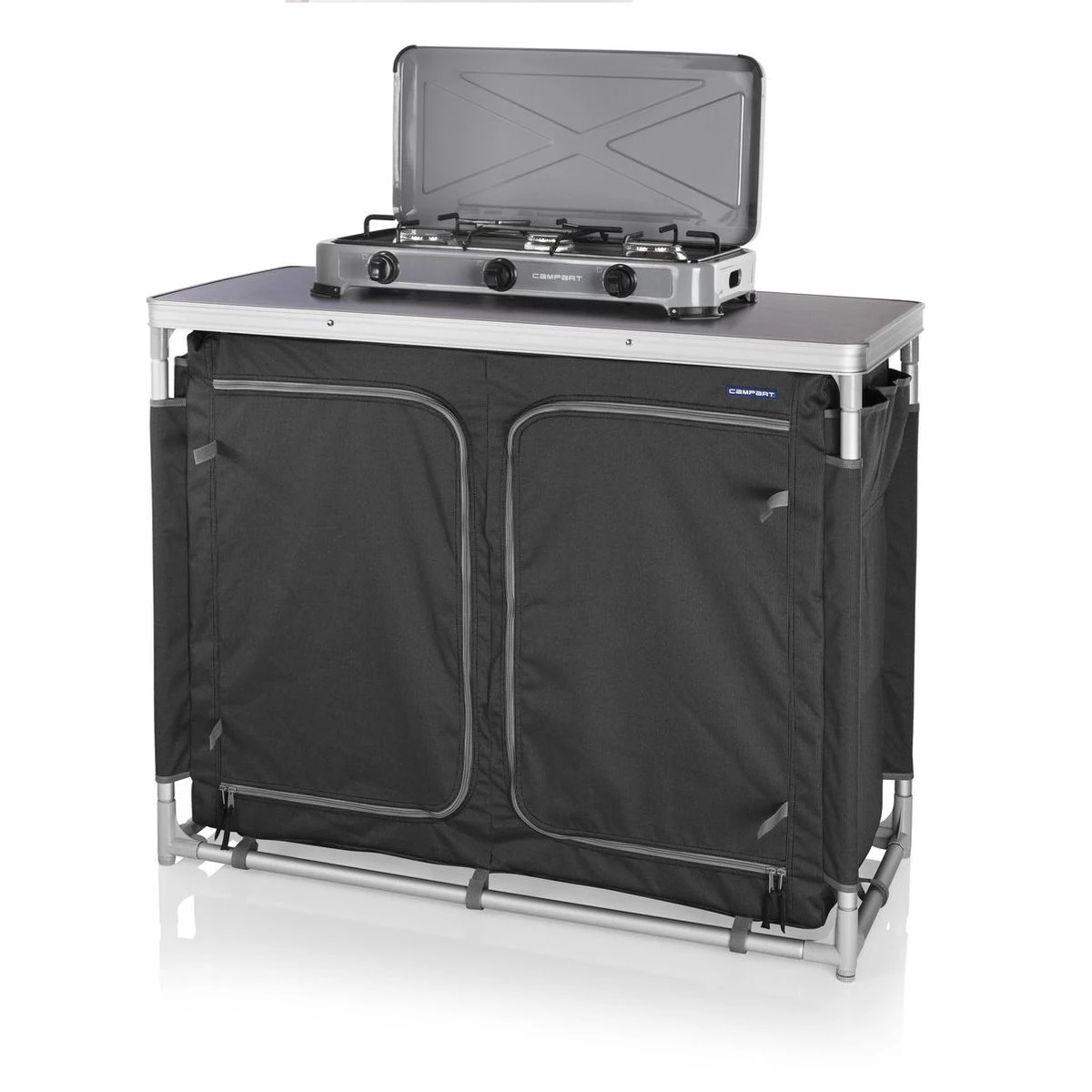 Campart Campingkooktoestel GA-8403 - Gas Kooktoestel 3 Pits - Kookplaat Kamperen - Grijs - Afbeelding 4