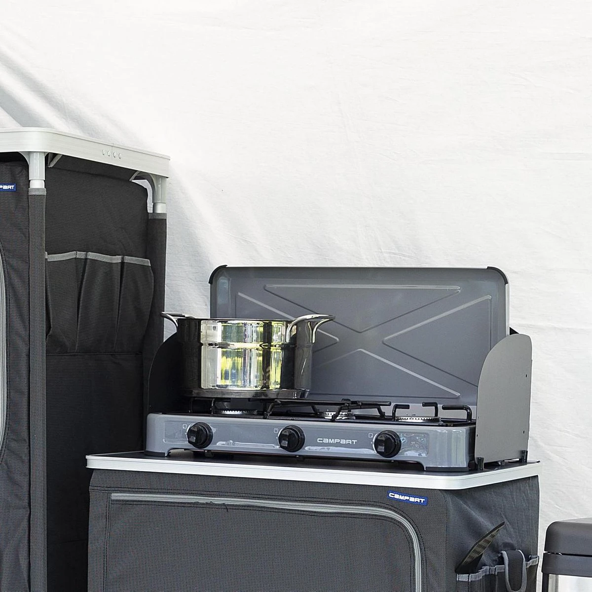 Campart Campingkooktoestel GA-8403 - Gas Kooktoestel 3 Pits - Kookplaat Kamperen - Grijs - Afbeelding 5
