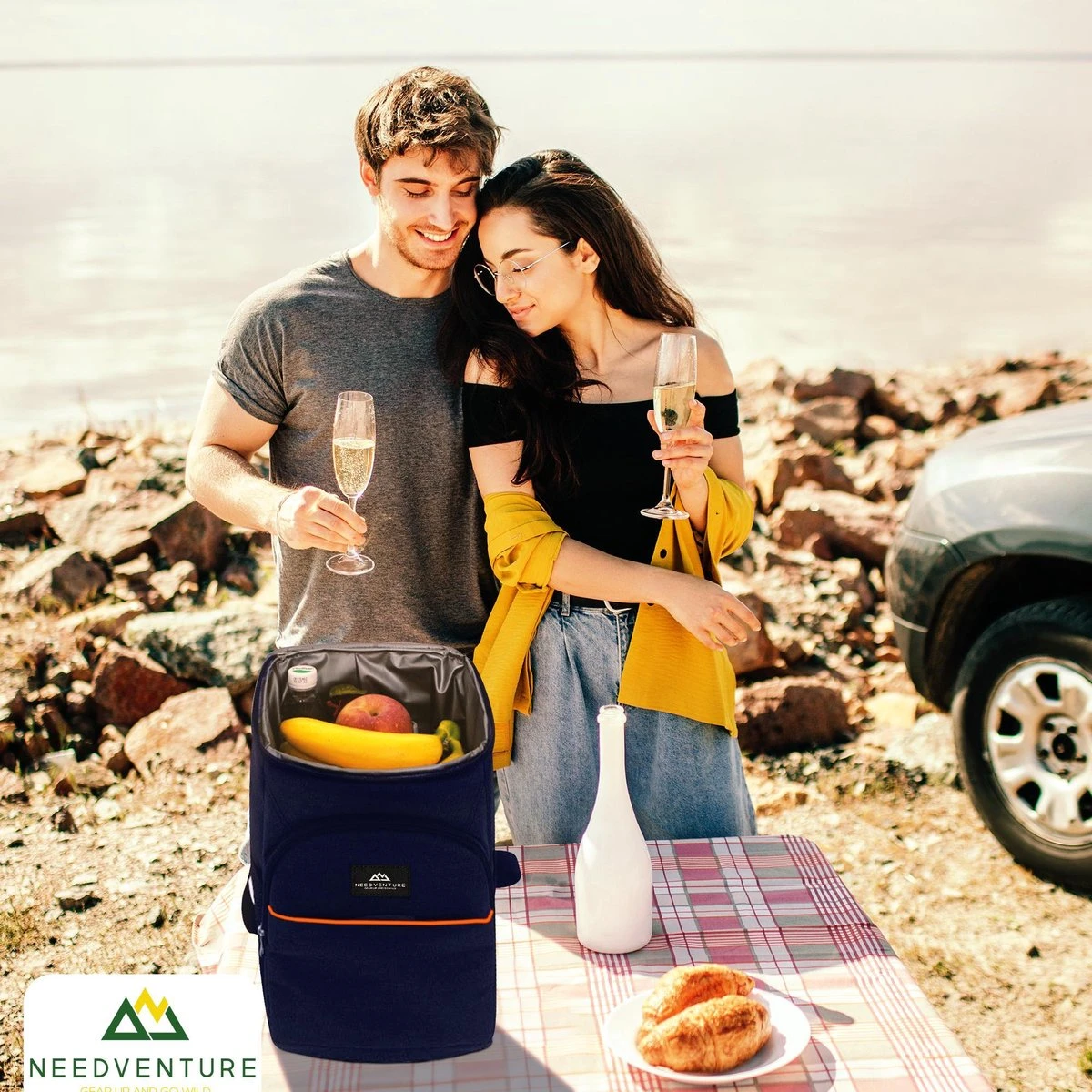 Needventure Koeltas - Lunchtas - Koelrugtas - Picknicktas - 20 Liter - Flessenhouder - Bieropener - Blauw - Afbeelding 9