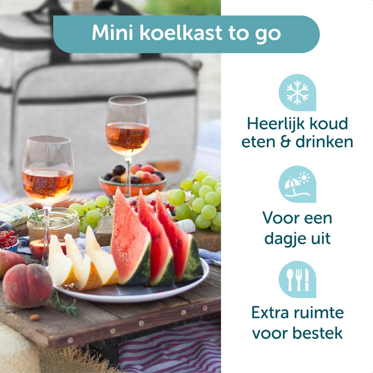 ForDig Koeltas XL Grijs (30 Liter) - Gemaakt Van 600D Polyester Met PEVA-Voering - Ruimte Voor 40 Blikjes Of 20 Halve Liter Flessen - Opvouwbaar Koel Tas Met Easy-Acces Flap - Ruimte Voor Bestek - Picknick Cool Bag - Coolerbag - Grote Cooler - Afbeelding 2