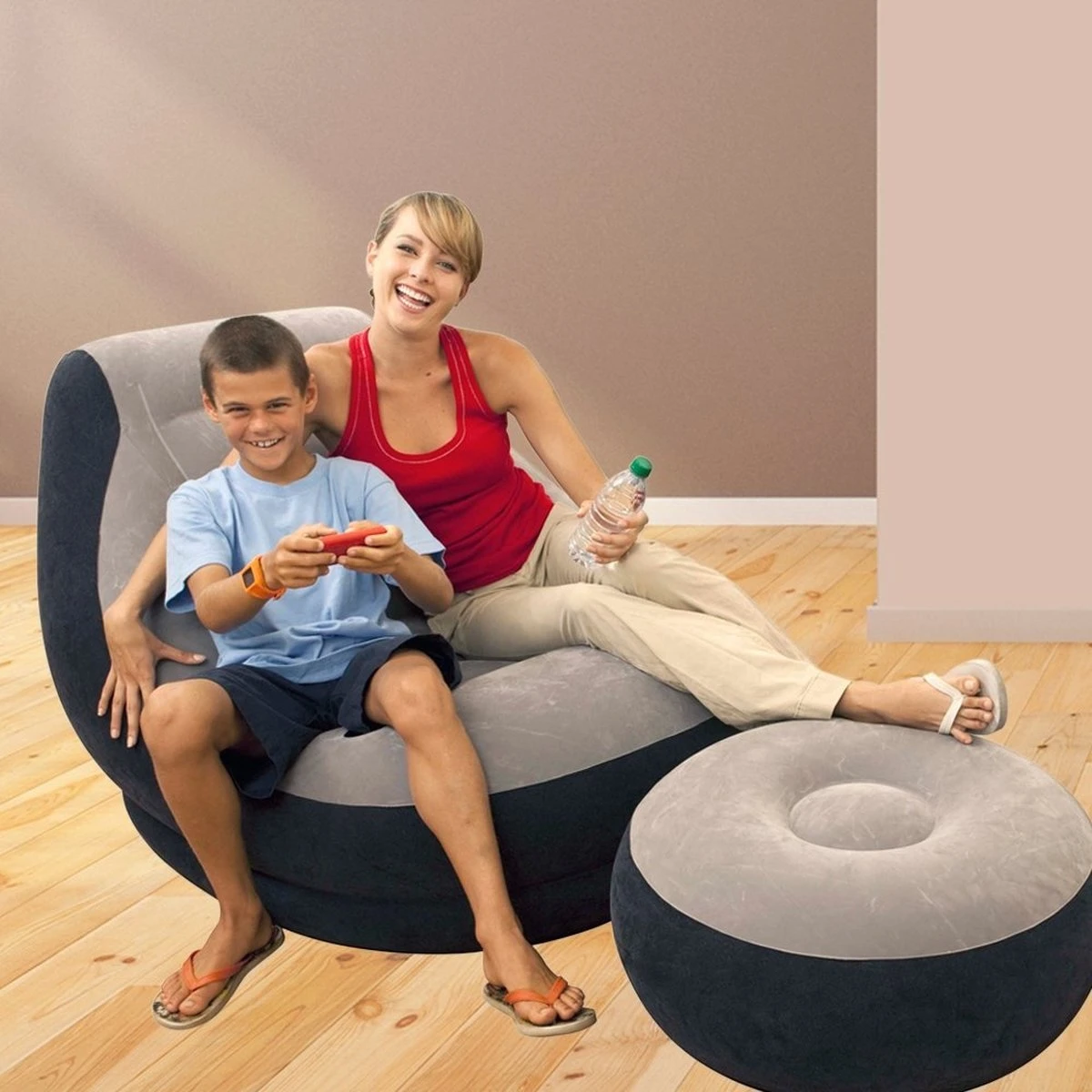 Intex Lounge Stoel - Ultra Lounge - Opblaasbaar - Grijs/zwart - Afbeelding 6