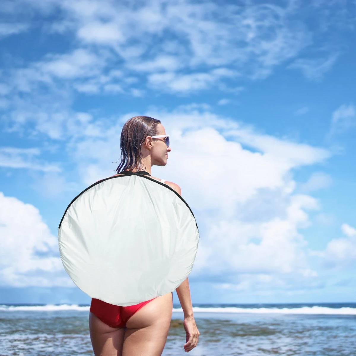 Relaxdays Strandtent Pop-up - Omkleedtent - 145x180 Cm - 2-3 Personen - Beachtent -compact - Oranje - Afbeelding 4
