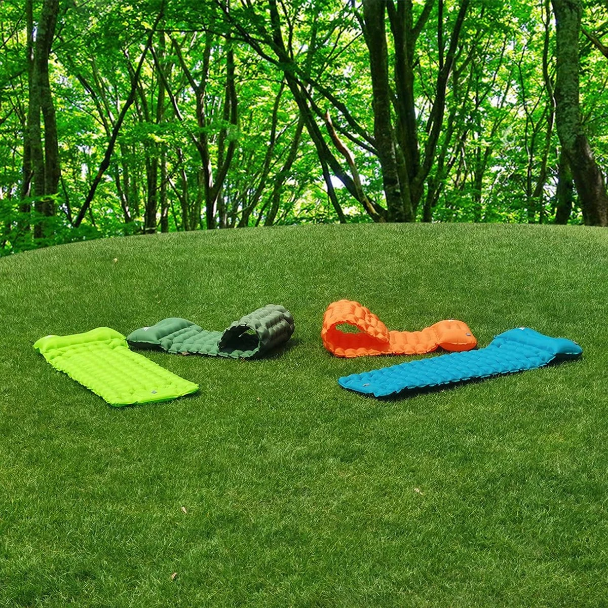 LVNRIDS Isomat, Zelfopblazend, Ultralicht, Luchtmatras, Camping, Zelfopblaasbaar, Opblaasbaar Matras, 3,9 Inch Dik, Met Voetperspomp En Kussen, Voor Camping, Reizen, Outdoor, Wandelen, Strand, Oranje - Afbeelding 6