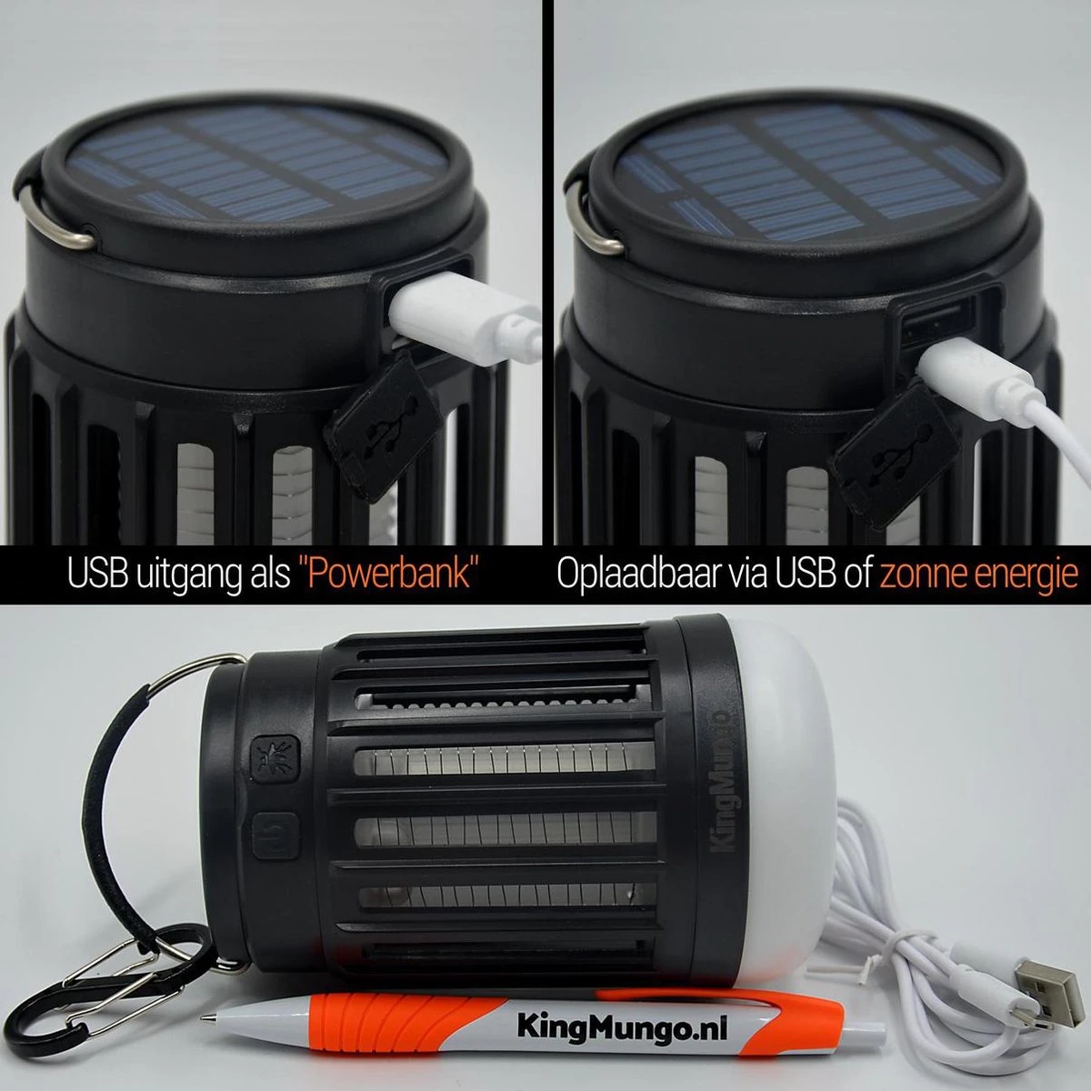 Anti Muggenlamp LED Camping Lamp | Thuis Muggen Vanger Lamp Oplaadbaar | King Mungo - Afbeelding 3