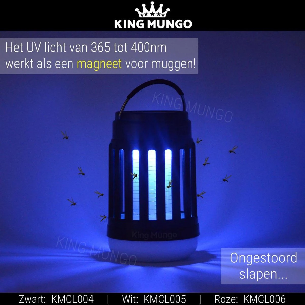 Anti Muggenlamp LED Camping Lamp | Thuis Muggen Vanger Lamp Oplaadbaar | King Mungo - Afbeelding 6