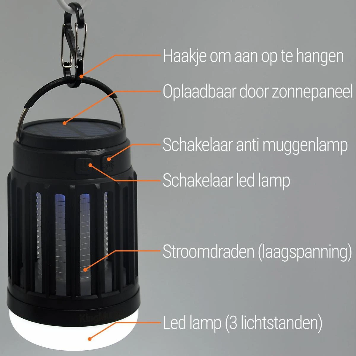 Anti Muggenlamp LED Camping Lamp | Thuis Muggen Vanger Lamp Oplaadbaar | King Mungo - Afbeelding 11