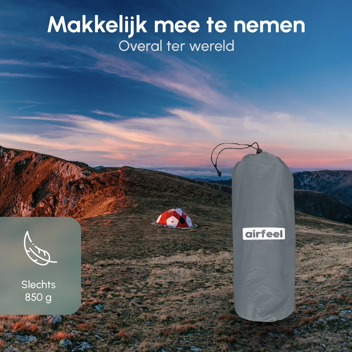 AirFeel Opblaasbaar Slaapmatje - Ingebouwde Pomp En Kussen - Lichtgewicht - 196 X 60 X 6cm - Gray - Afbeelding 3