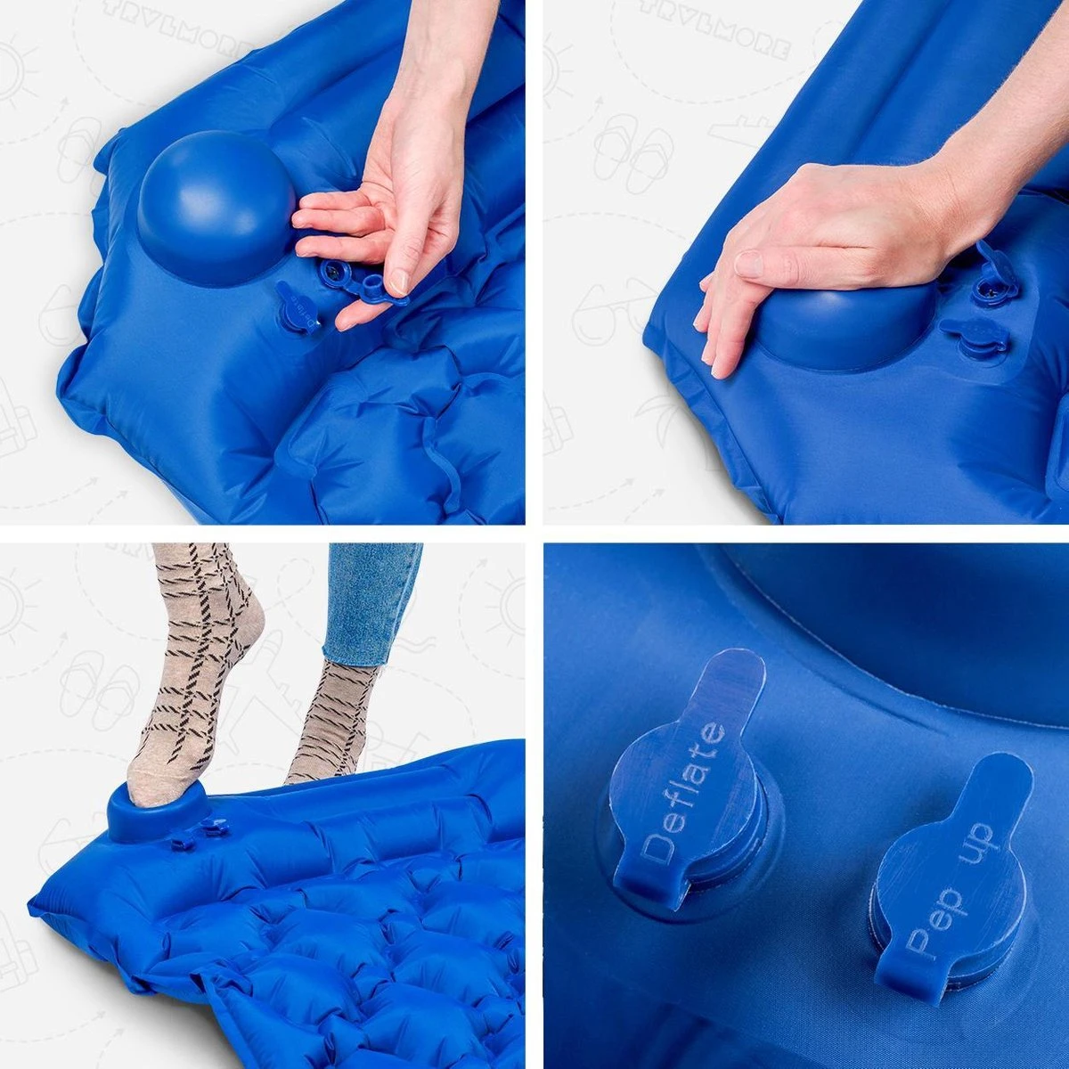 TRVLMORE Slaapmat - Zelfopblazend - 1 Persoons - Ingebouwde Pomp En Kussen - Blauw - Afbeelding 4