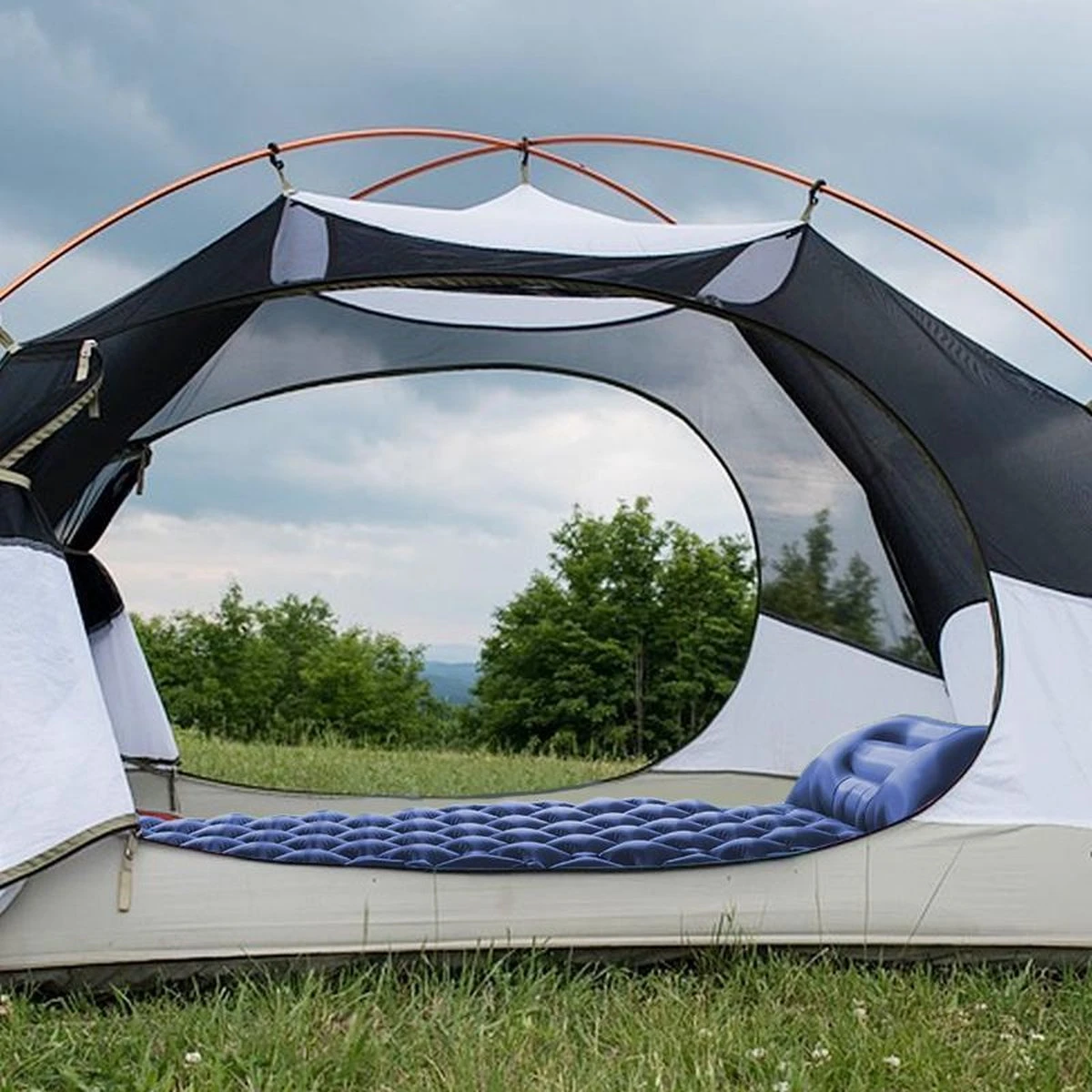 TRVLMORE Slaapmat - Zelfopblazend - 1 Persoons - Ingebouwde Pomp En Kussen - Blauw - Afbeelding 9