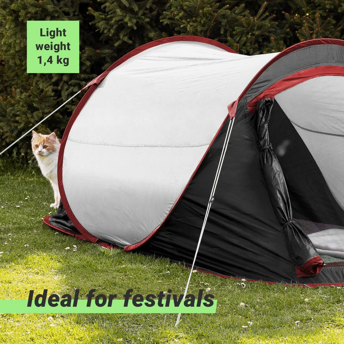 JEMIDI Tweepersoons Pop-up Tent - Opgooitent, Werptent Voor 2 Personen - Ideaal Als Festivaltent Of Kampeertent - Verschillende Kleuren - Afbeelding 3