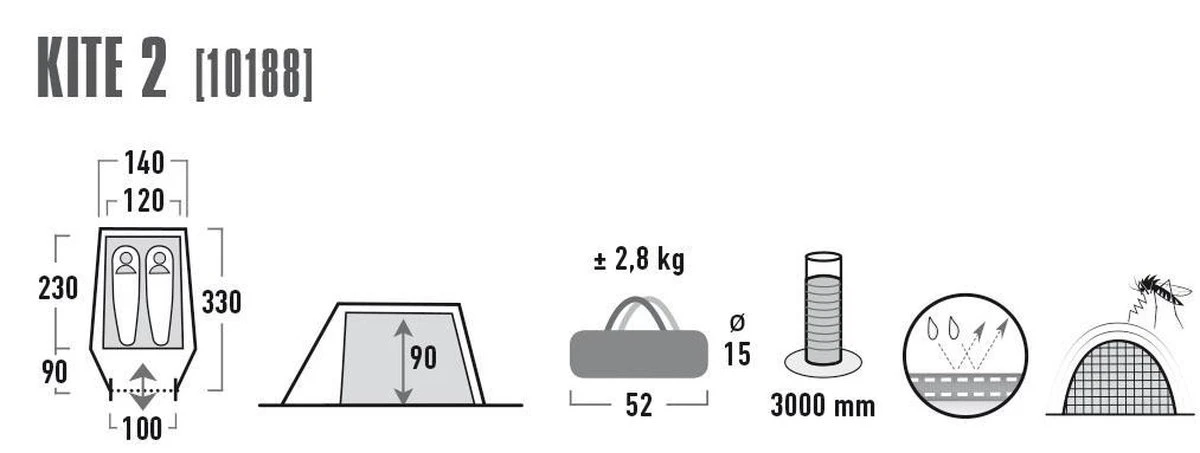 High Peak Kite 2 Tunneltent - Groen - 2 Persoons - Afbeelding 6