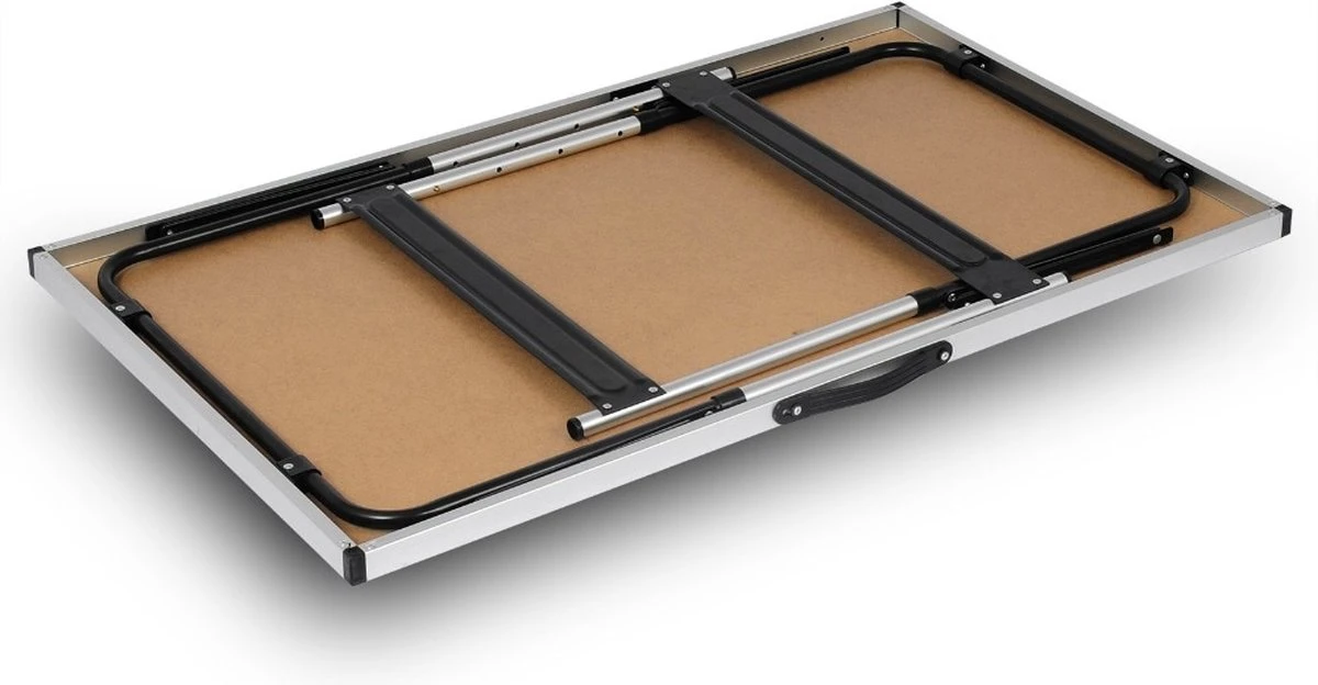 Kamyra® Campingtafel Inklapbaar - Kampeertafel, Partytafel - Opvouwbaar, Lichtgewicht & In Hoogte Verstelbaar - Aluminium/Hout - Afbeelding 2