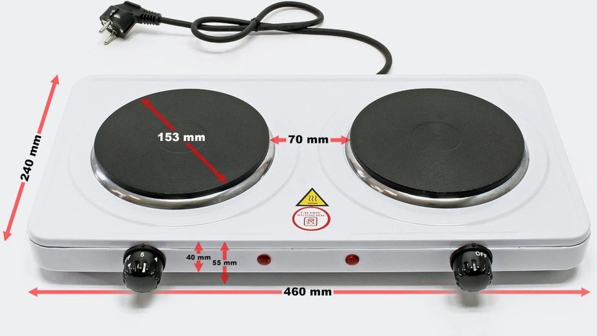 Dubbele Elektrische Kookplaat 2-Pits - Losse Camping Kookstel Fornuis - Kooktoestel Kampeer Kookstel - Afbeelding 6