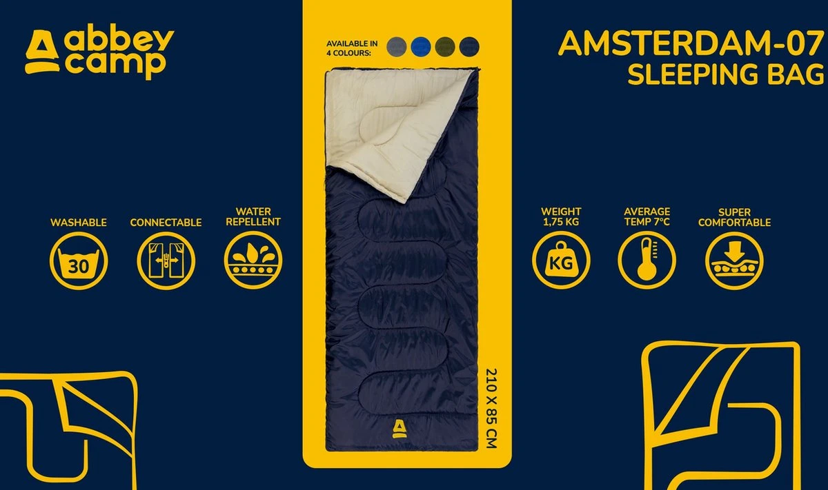 Abbey Camp Slaapzak Amsterdam-07 - Dekenmodel - 210 X 85 Cm - Grijs - Afbeelding 8