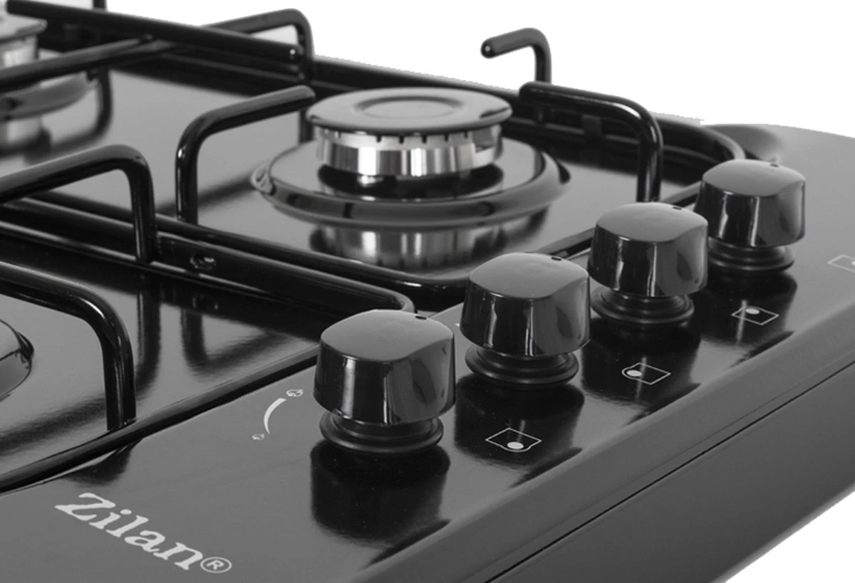 Zilan - Vrijstaande Gaskookplaat - 4 Branders - Gaskooktoestel 4 Pits - Zwart - Roestbestendig - Afbeelding 6
