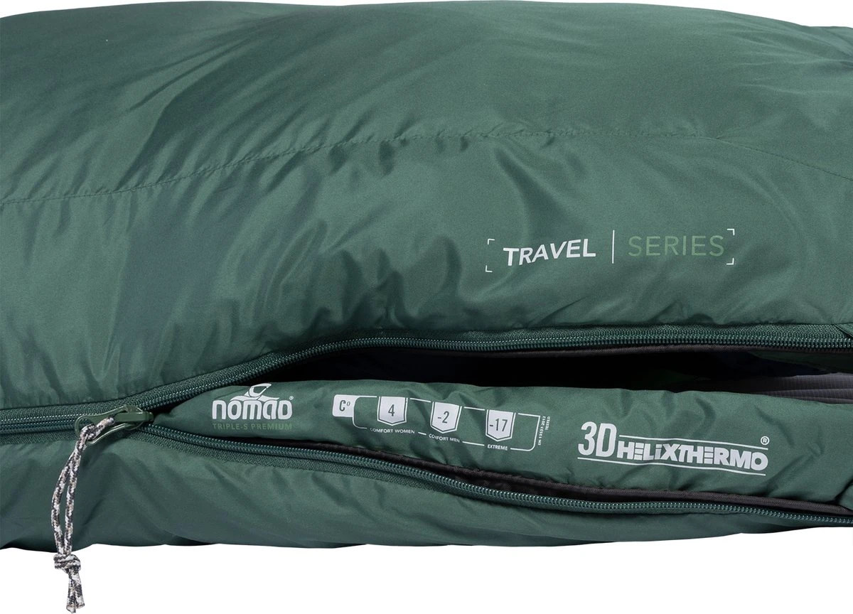 NOMAD® Triple-S Premium Plus Slaapzak (Links) | 220x80cm Groen | Lichtgewicht & Kwalitatief | Slaapzak | Incl Hoes - Afbeelding 6
