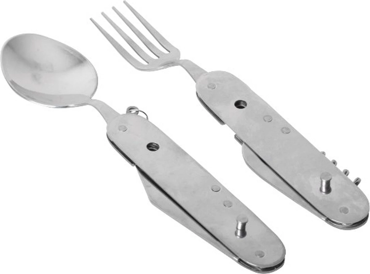 Merkloos Bestek - All -In-One Vork / Lepel / Mes / Flesopener/ Tirbuson - Blauw - Afbeelding 4