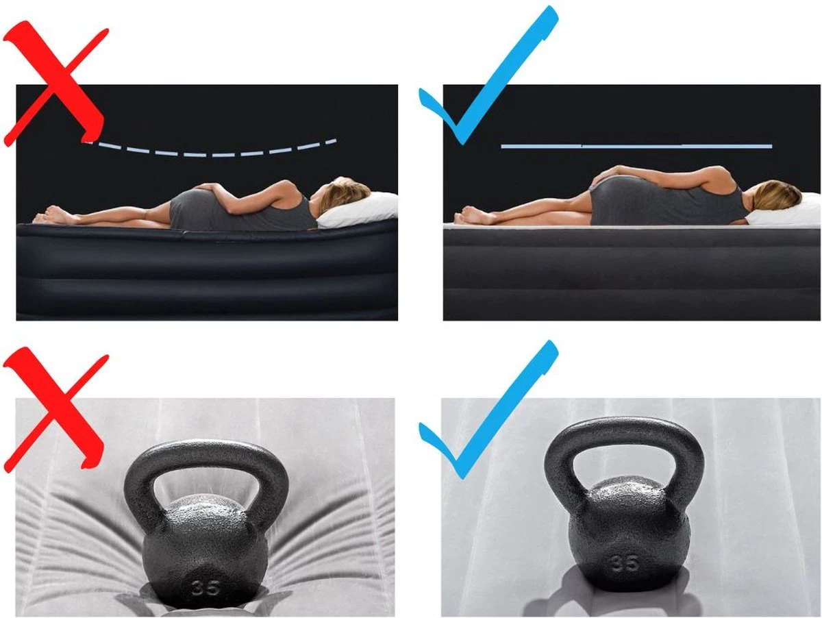 Intex Luchtbedset Intex Luchtbed - 2-Persoons - 183 X 203 X 25 Cm - Blauw + Intex Elektrische Pomp - 650 Liter/min + Hoeslaken Wit + Reparatieset - Afbeelding 3