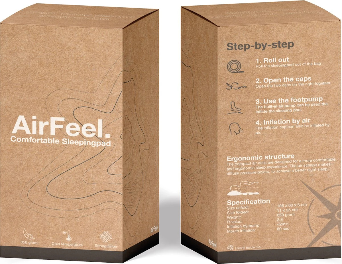 AirFeel Opblaasbaar Slaapmatje - Ingebouwde Pomp En Kussen - Lichtgewicht - 196 X 60 X 6cm - Gray - Afbeelding 7