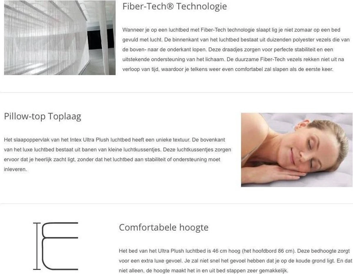 Intex 64448 - Queen Deluxe Ultra-Plush Zelfopblazend 2-persoons Luchtbed Met Hoofdboord (203x152x46cm) - Afbeelding 3